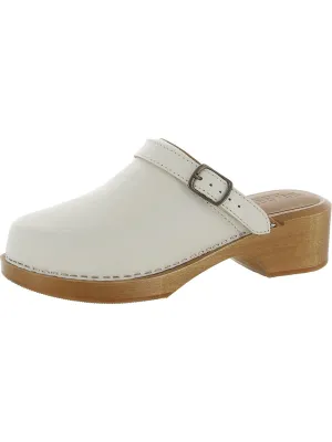 70s Classic Womens Leather Buckle Clogs