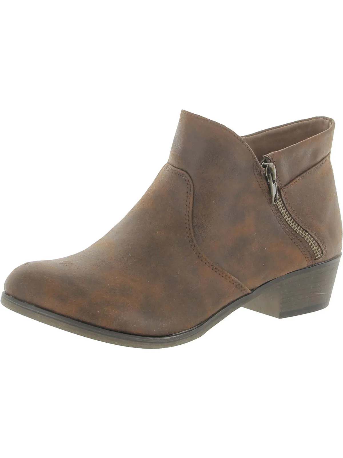 Abby Womens Faux Suede Block Ankle Boots