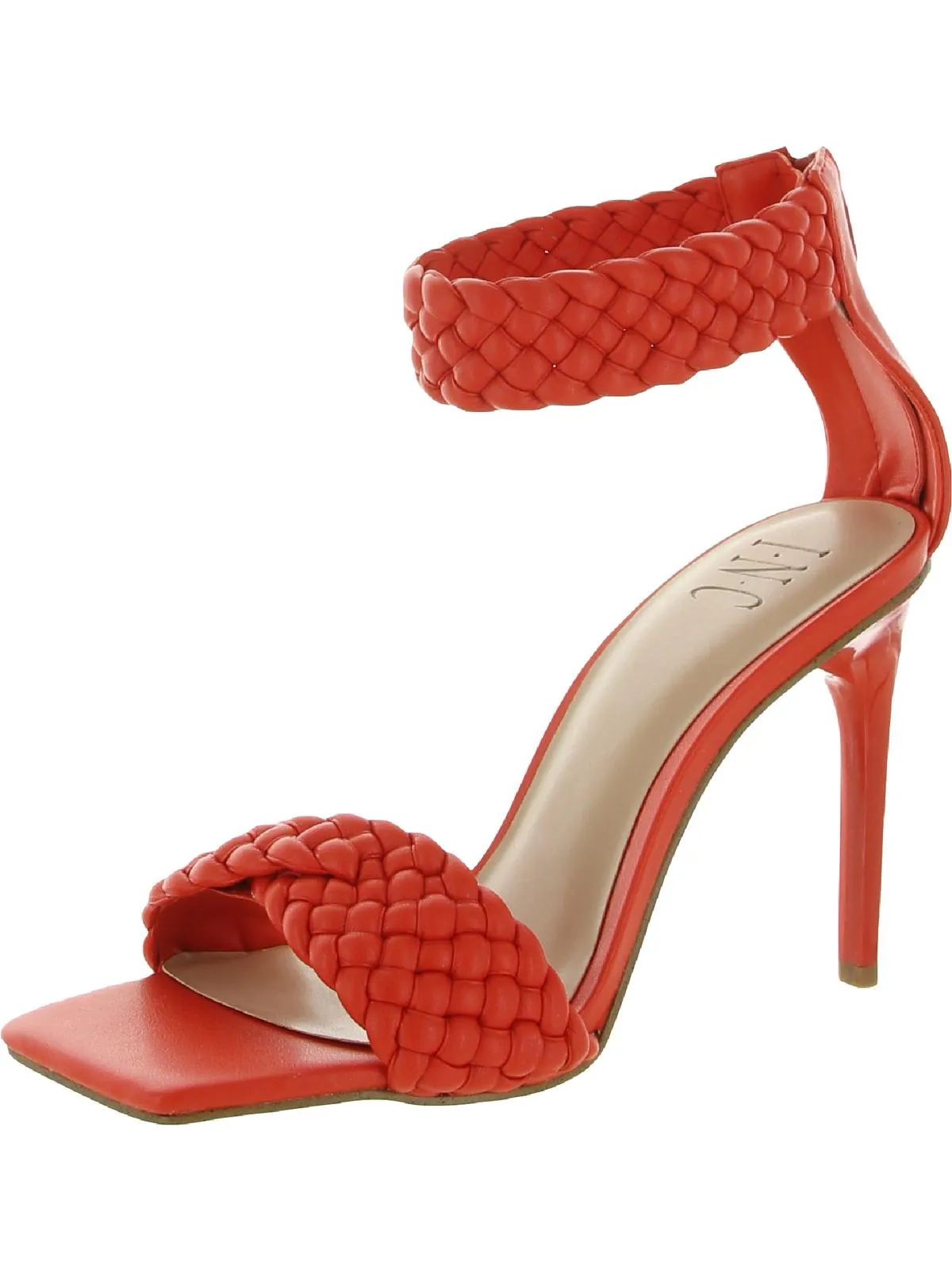 Adalie Womens Faux Leather Braided Ankle Strap