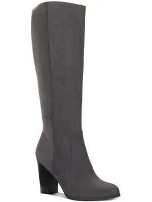 Addyy Womens Faux Suede Block Heel Knee-High Boots