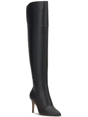Adysen Womens Faux Suede Pointed Toe Over-The-Knee Boots