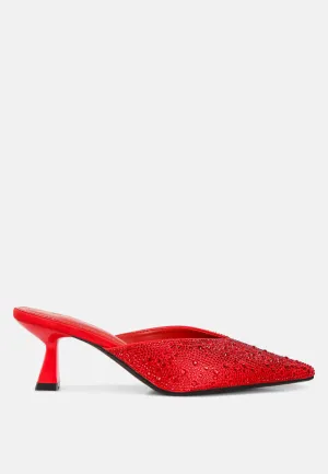 aldora rhinestones embellished satin mules