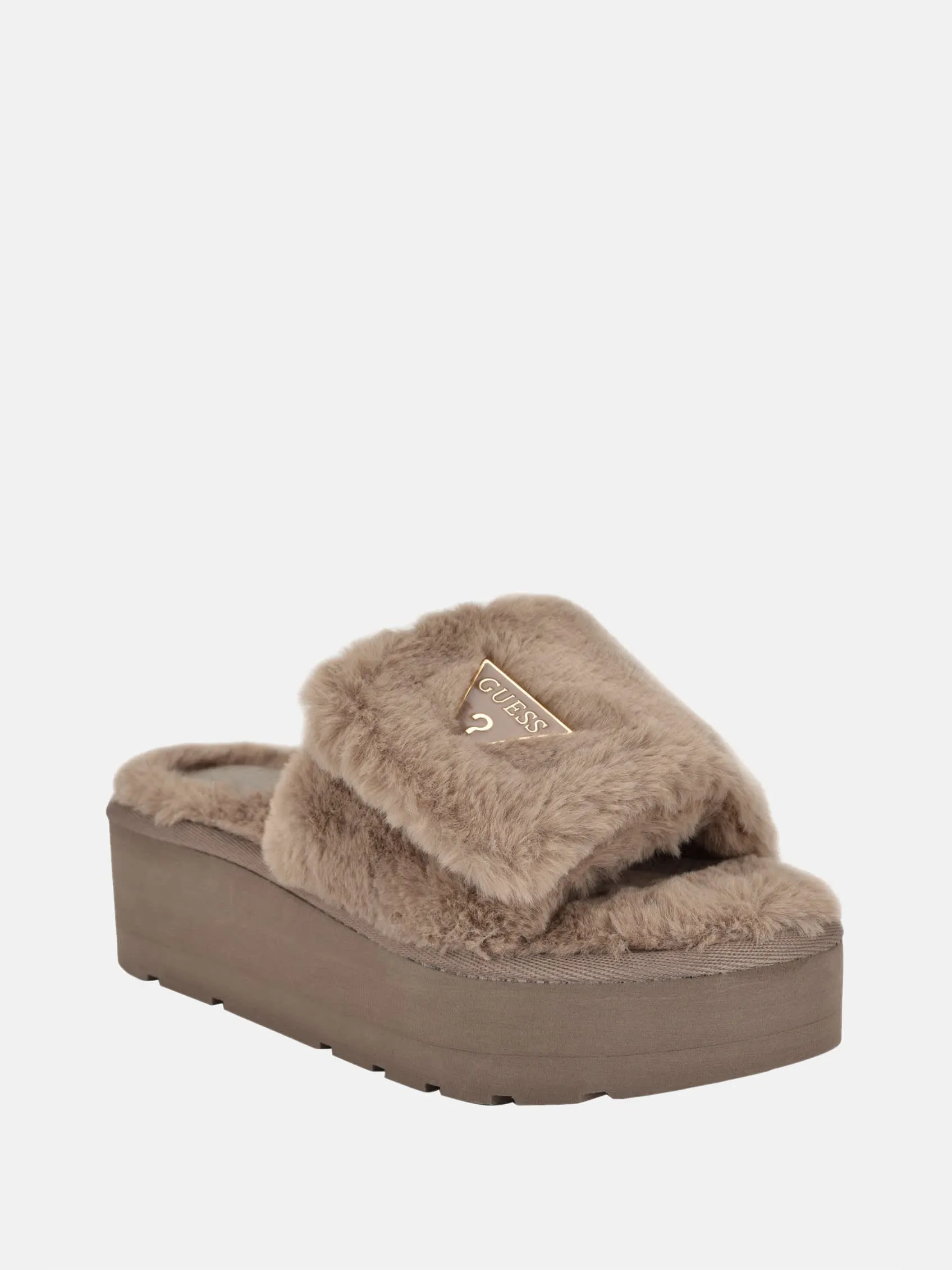 Alista Faux-Fur Platform Slide Sandals