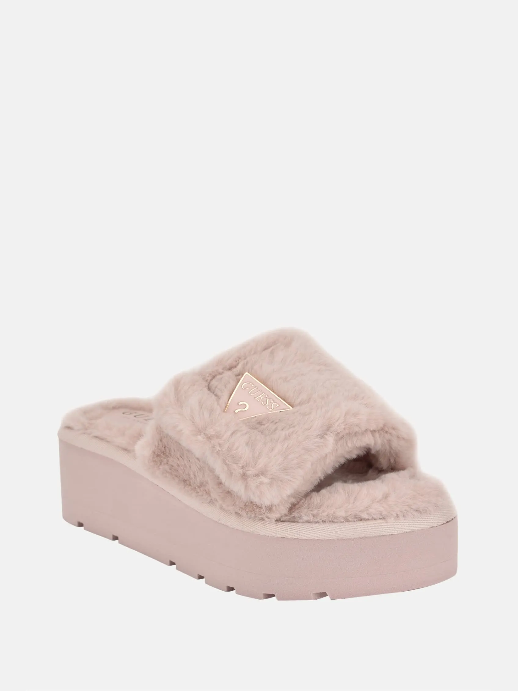 Alista Faux-Fur Platform Slide Sandals