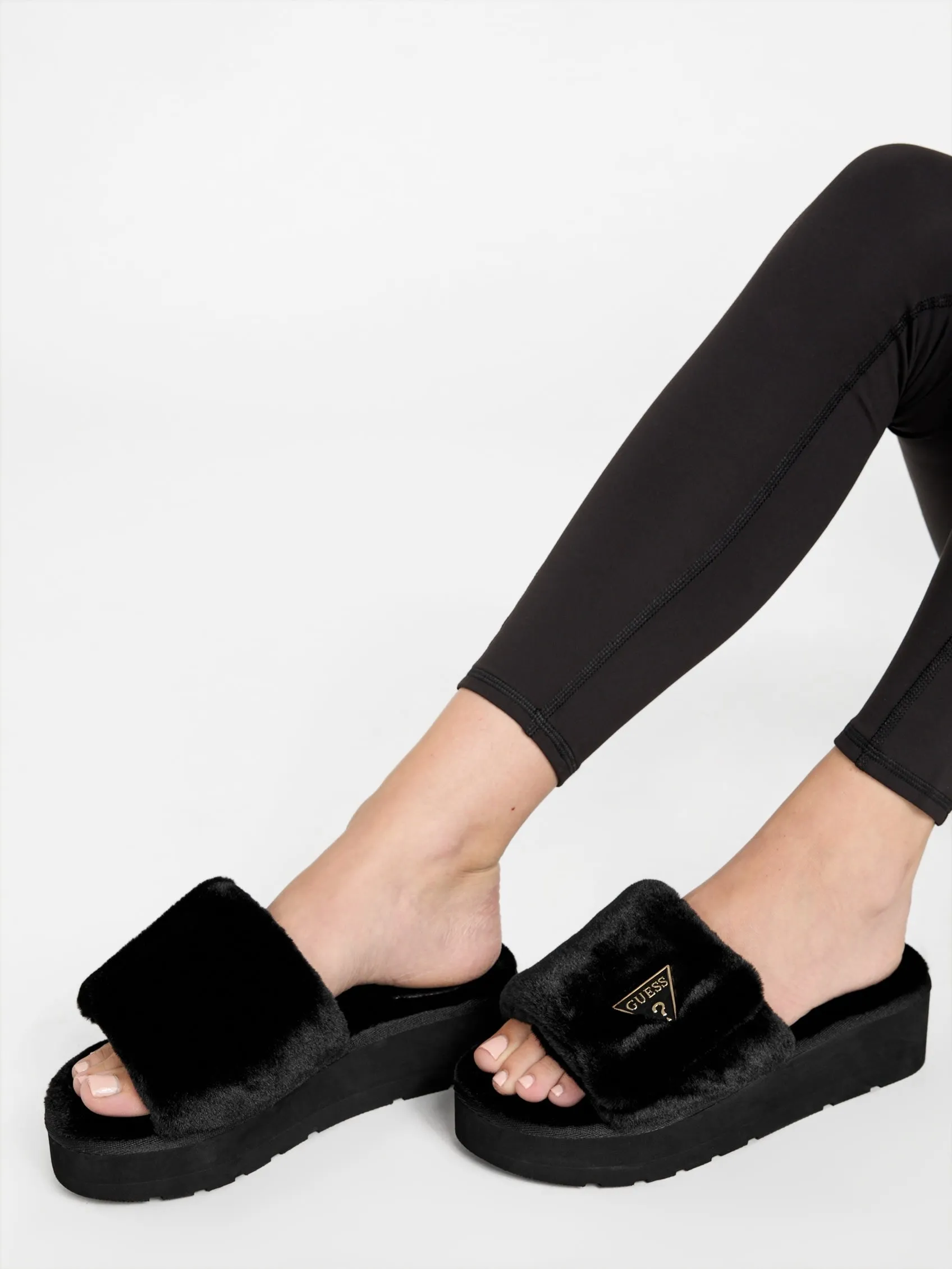 Alista Faux-Fur Platform Slide Sandals