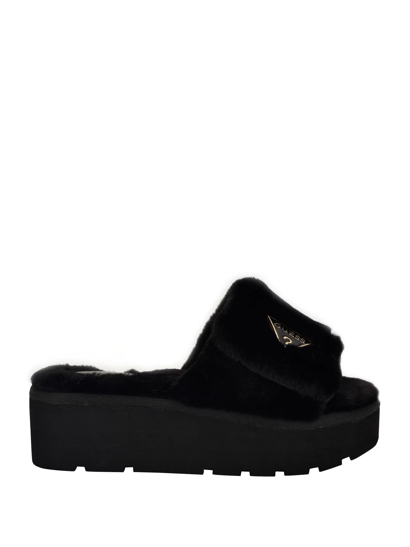 Alista Faux-Fur Platform Slide Sandals