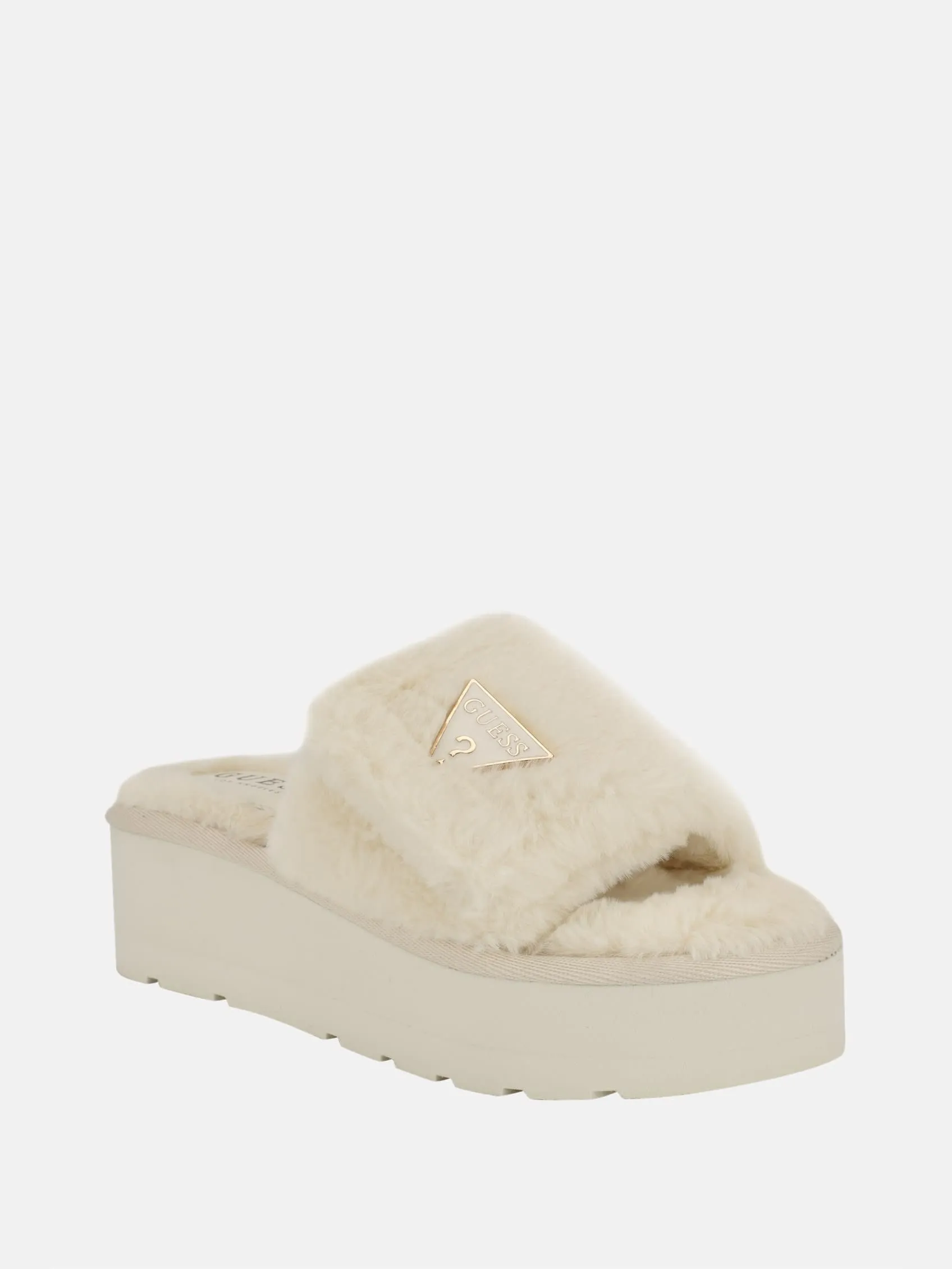 Alista Faux-Fur Platform Slide Sandals