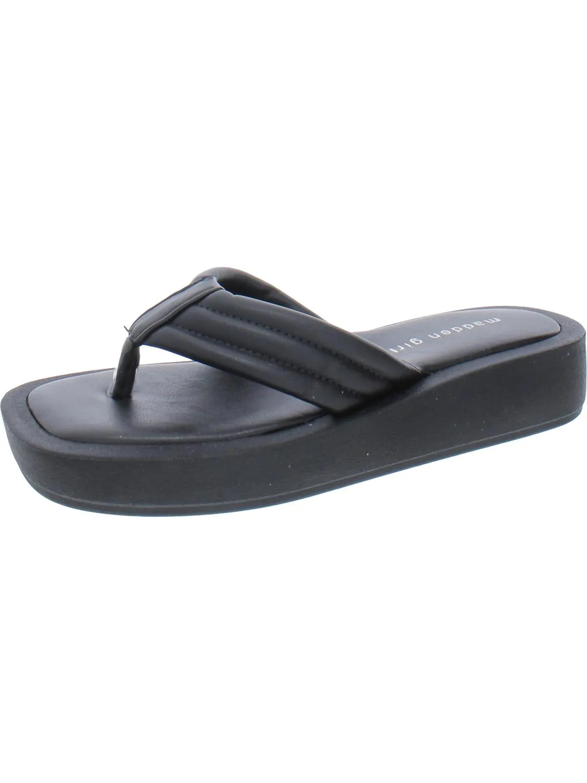 Amarri Womens Faux Leather Toe-Post Flatform Sandals