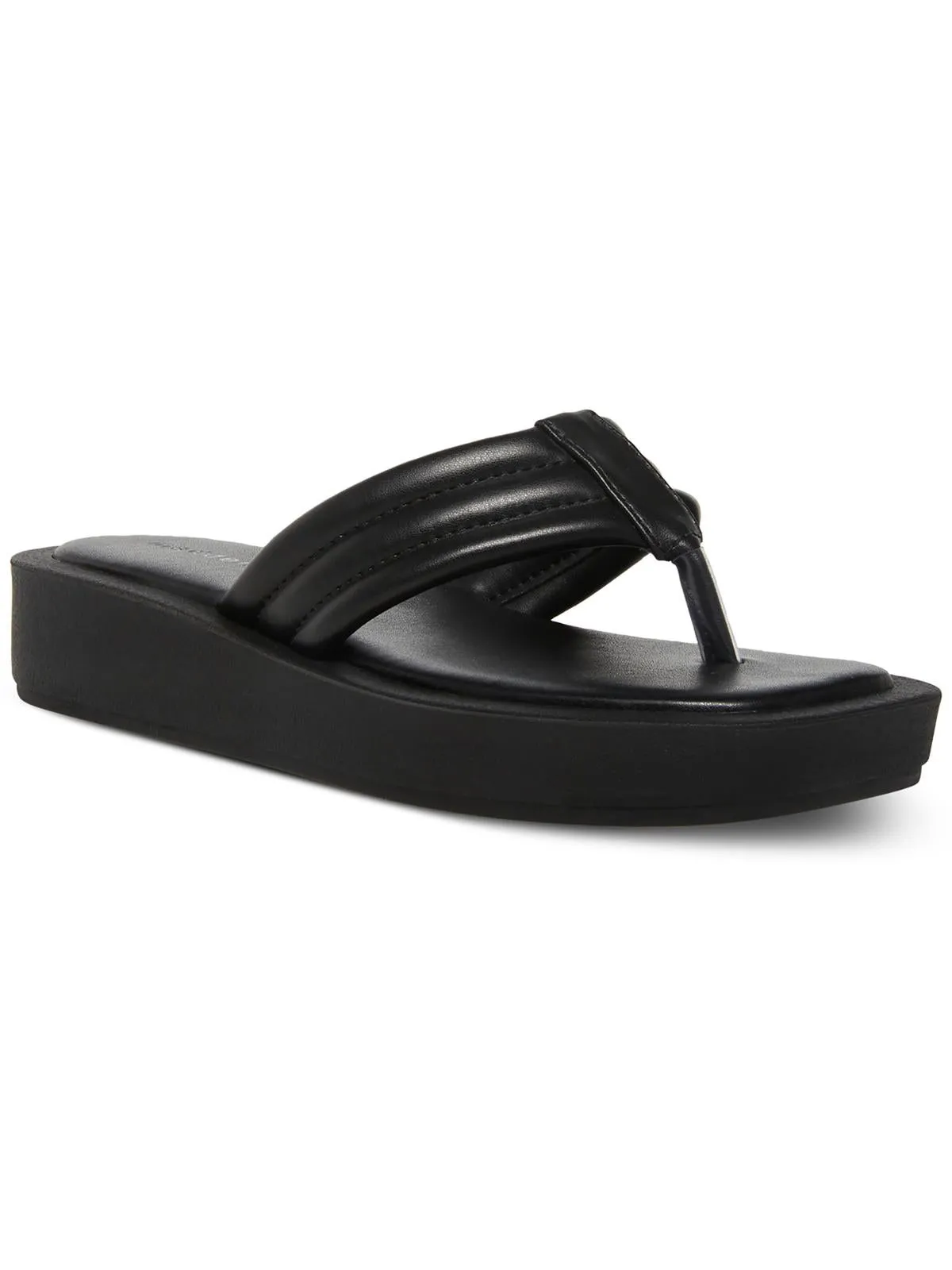 Amarri Womens Faux Leather Toe-Post Flatform Sandals