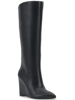 Appile Womens Faux leather Pointed toe Knee-High Boots