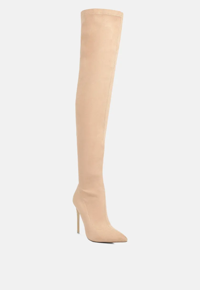 atelier stretch faux suede stiletto long boots