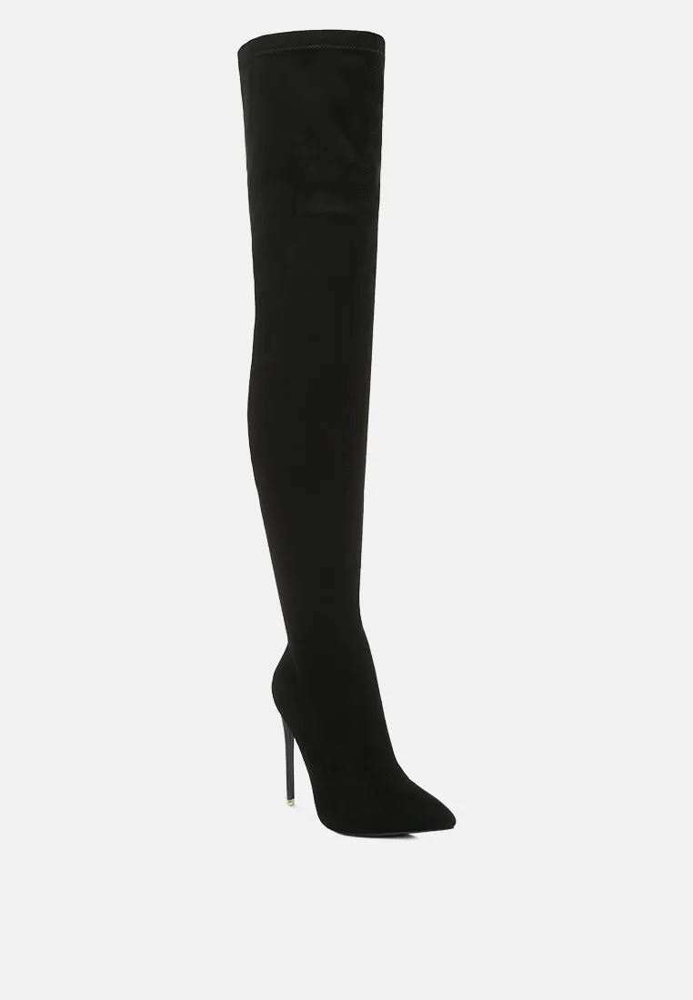 atelier stretch faux suede stiletto long boots