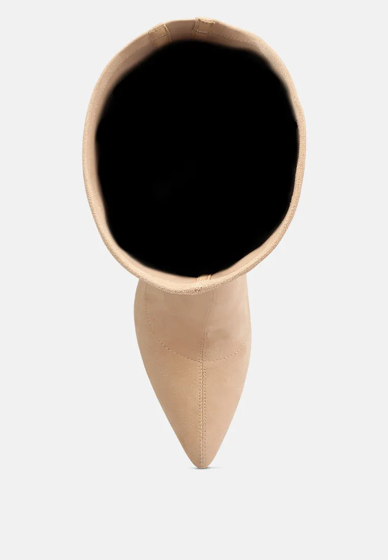 atelier stretch faux suede stiletto long boots