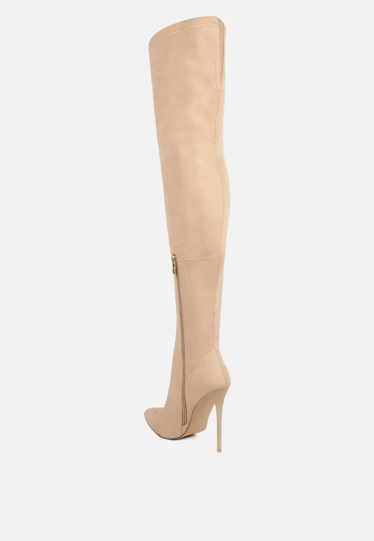 atelier stretch faux suede stiletto long boots