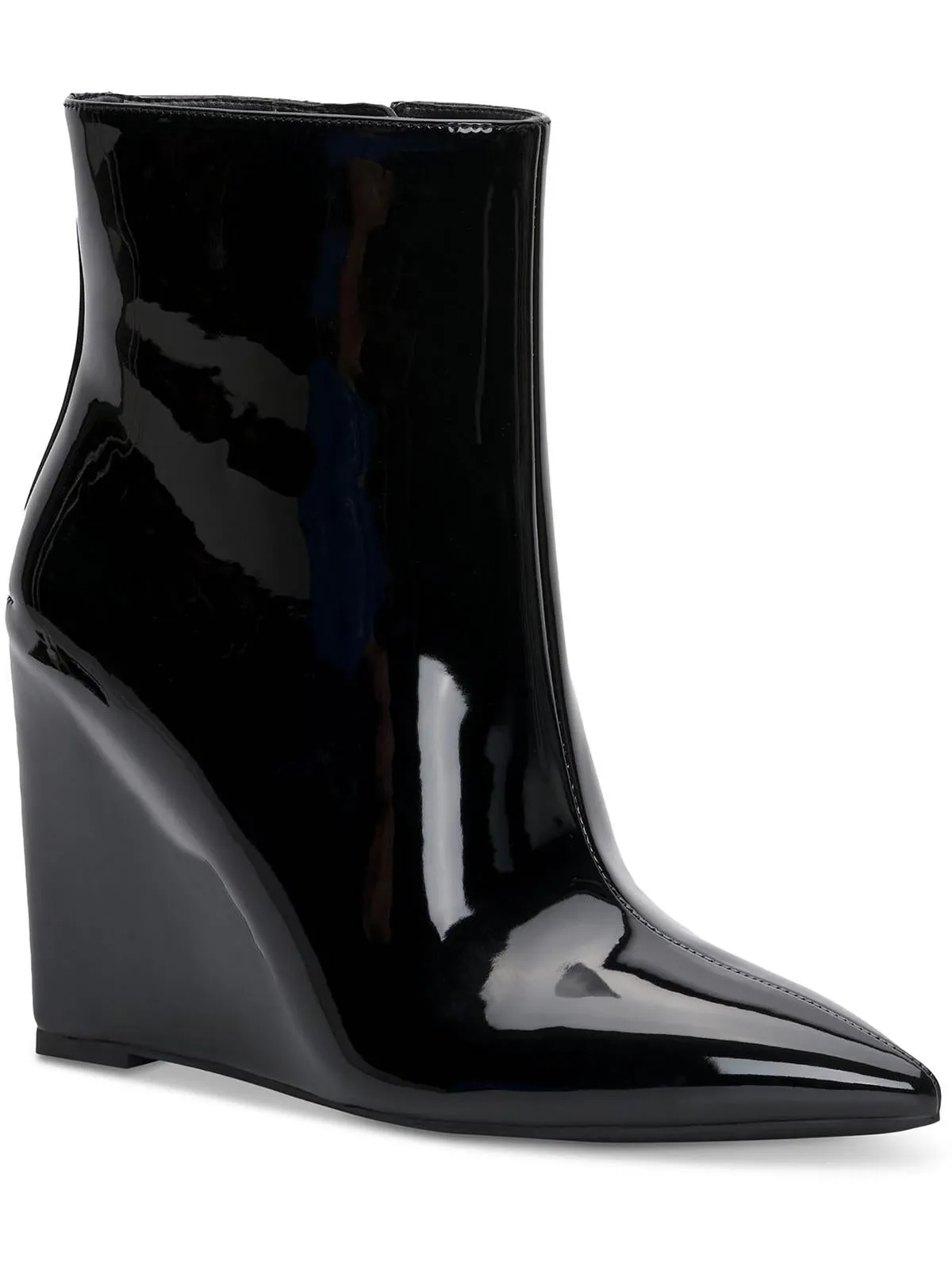 Azah Womens Patent Leather Pointed Toe Ankle Boots