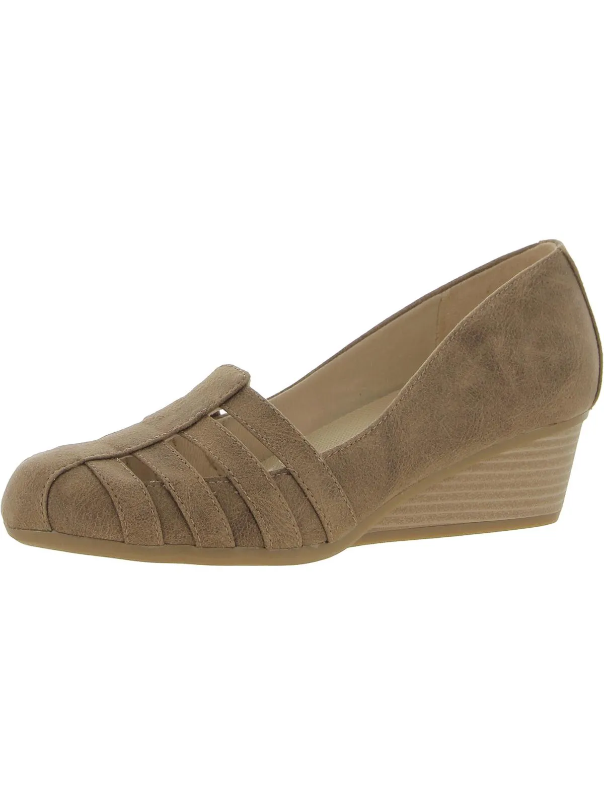 Be Free Womens Faux Leather Slip-On Wedge Heels