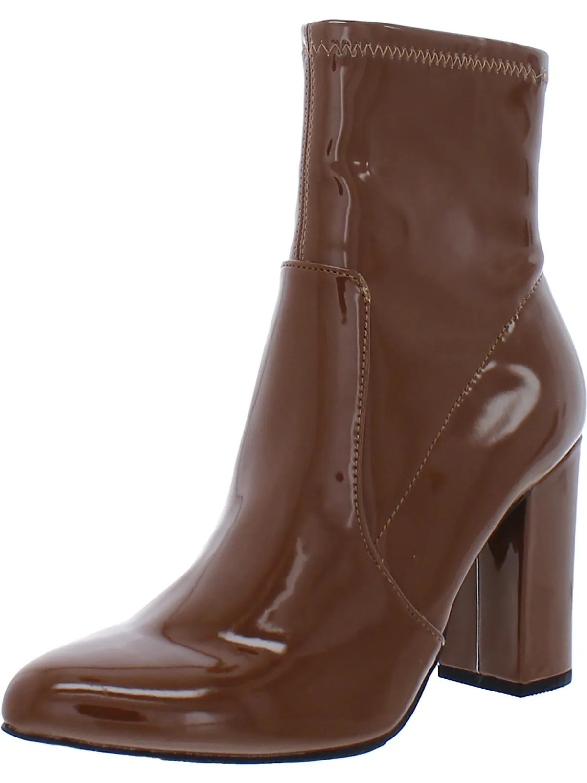 Becci Womens Patent Zipper Booties