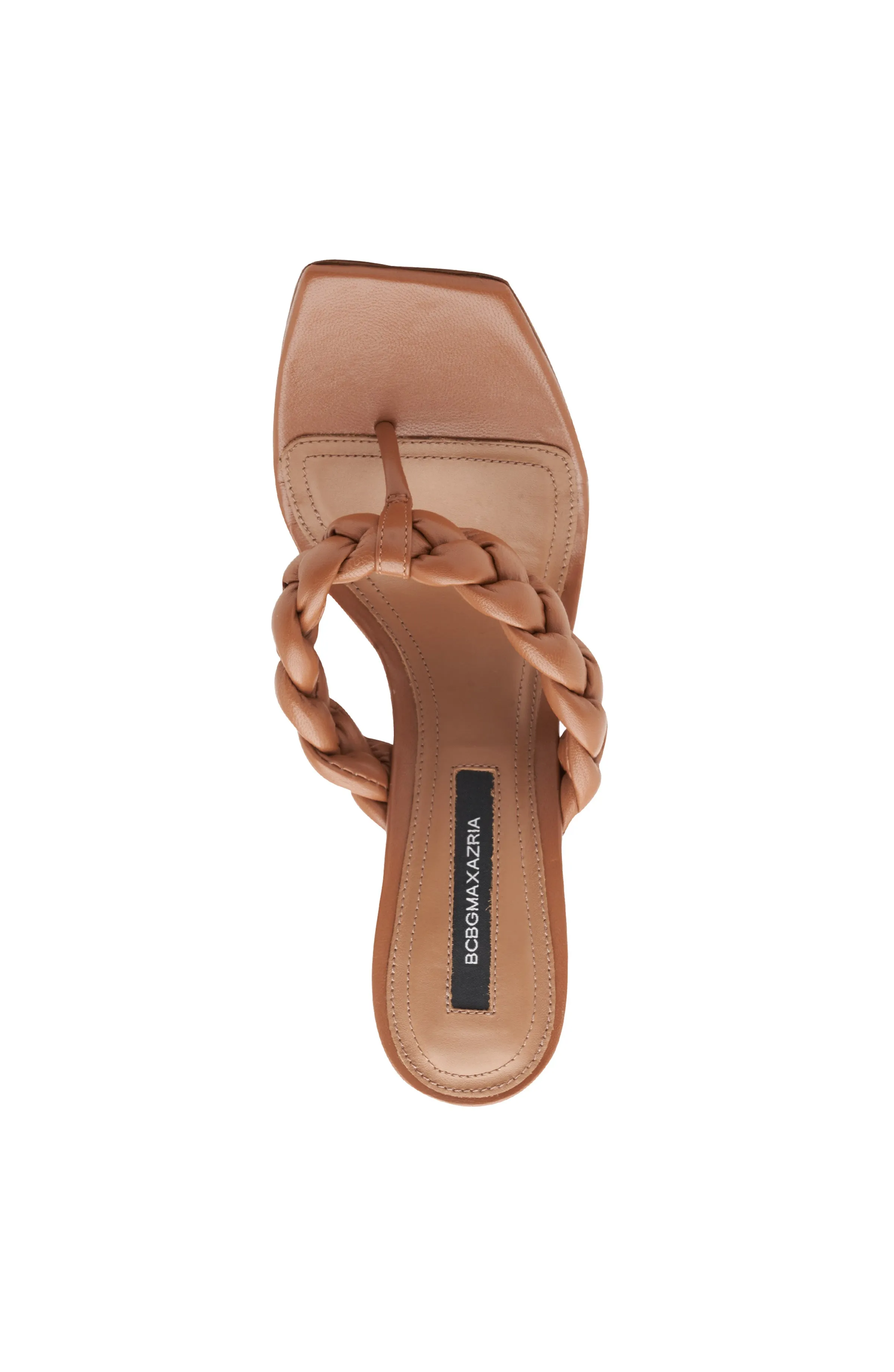 BELLA CHESTNUT LEATHER BRAIDED SANDAL HEEL