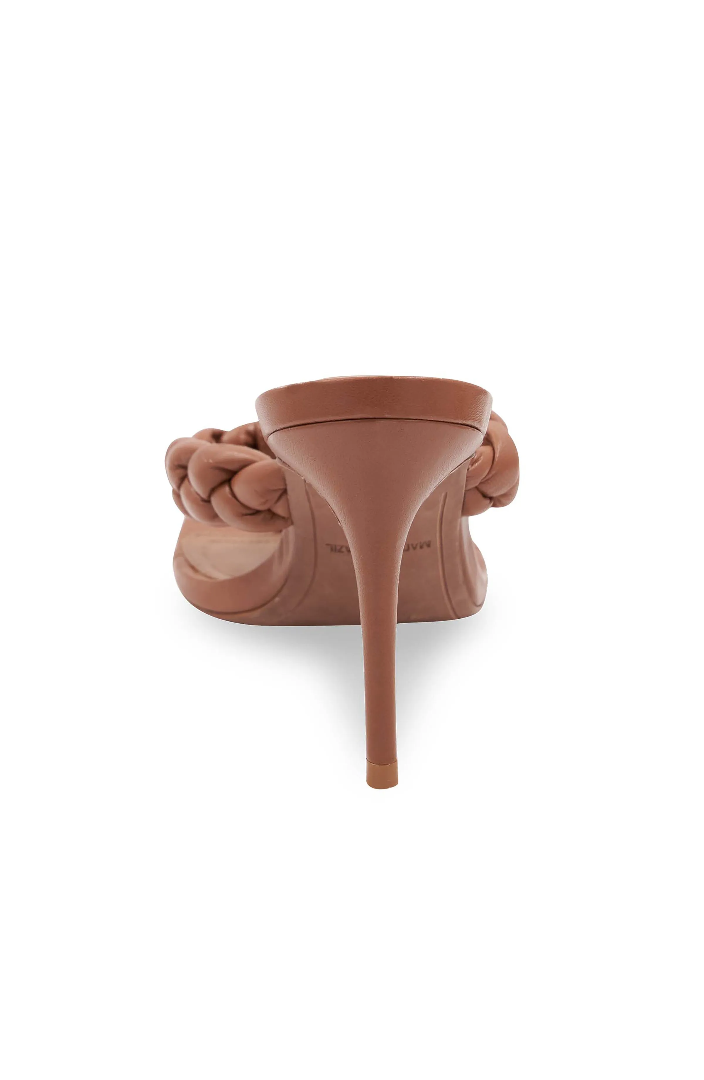 BELLA CHESTNUT LEATHER BRAIDED SANDAL HEEL