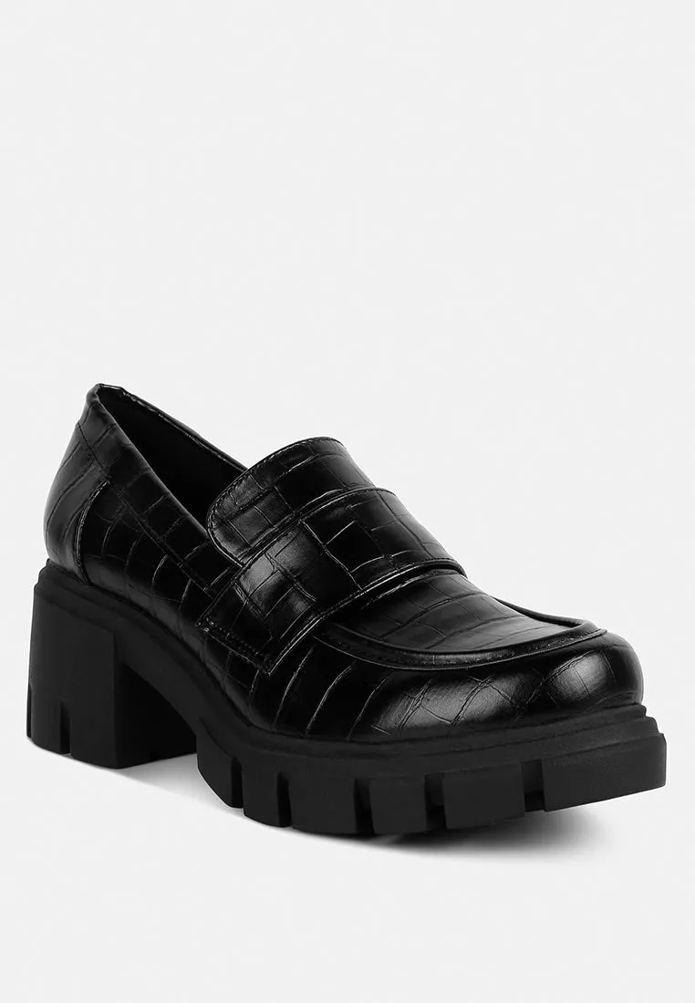 benz chunky block heel loafers