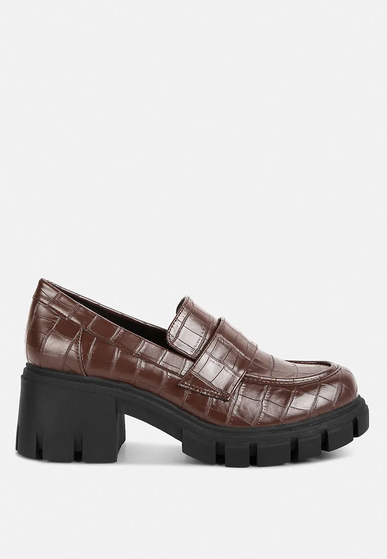 benz chunky block heel loafers