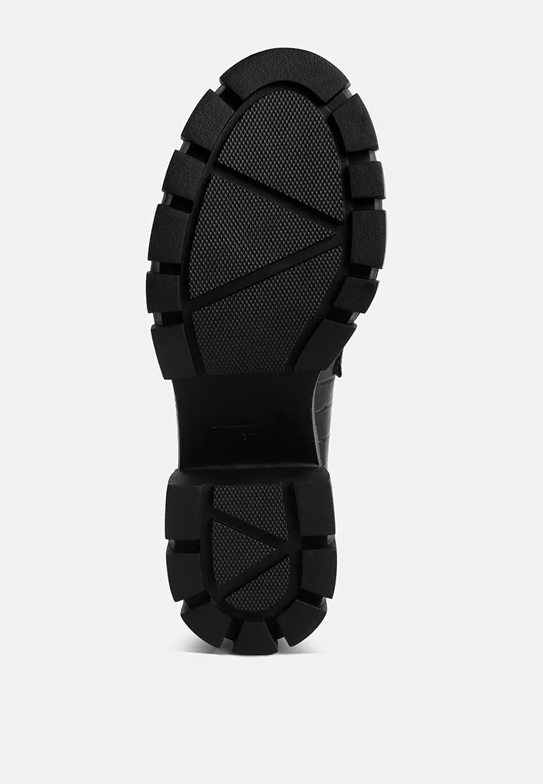 benz chunky block heel loafers