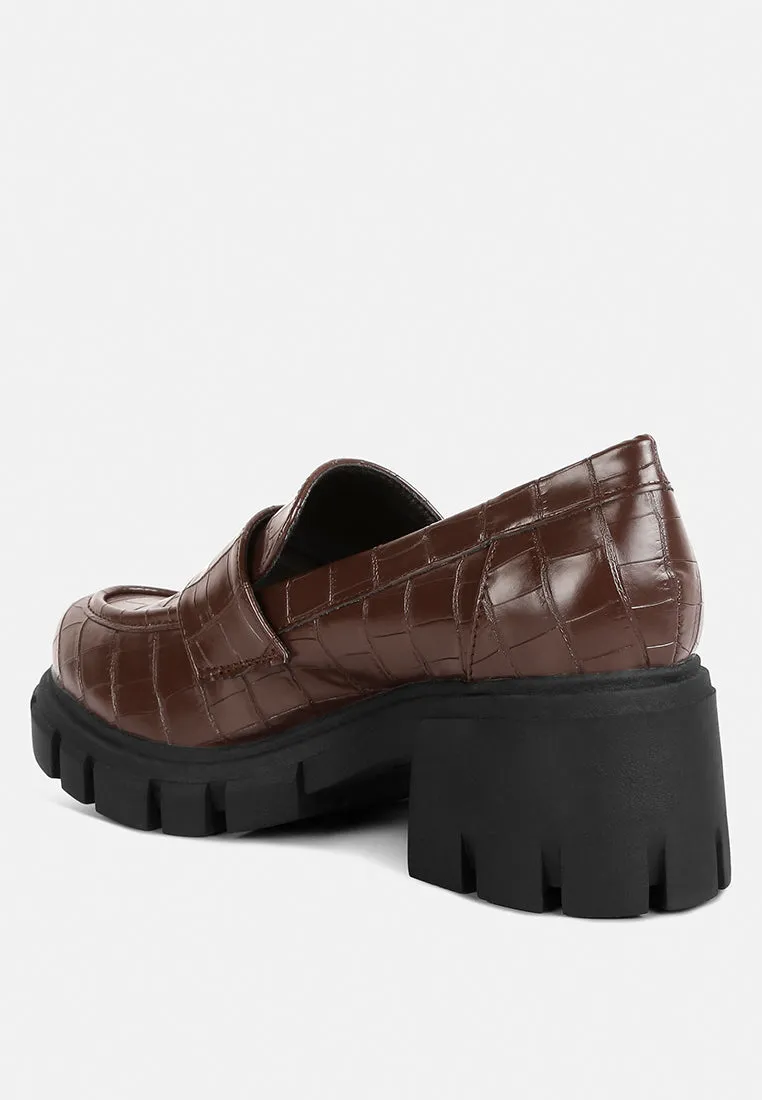 benz chunky block heel loafers