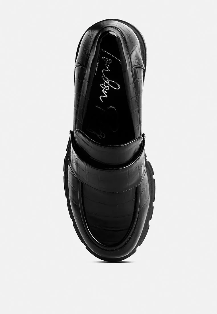 benz chunky block heel loafers