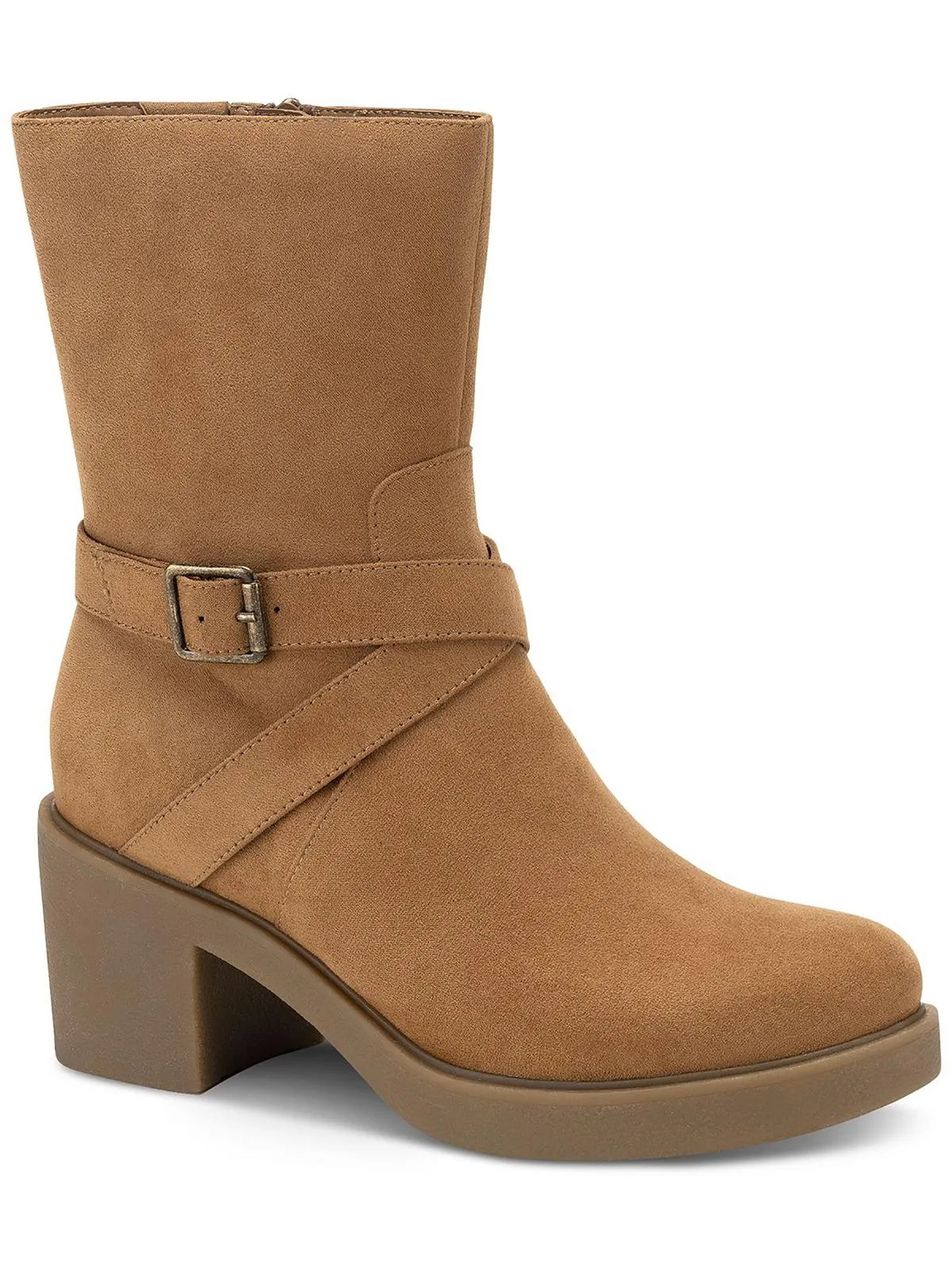 Bessiee Womens Faux Leather Round Toe Booties