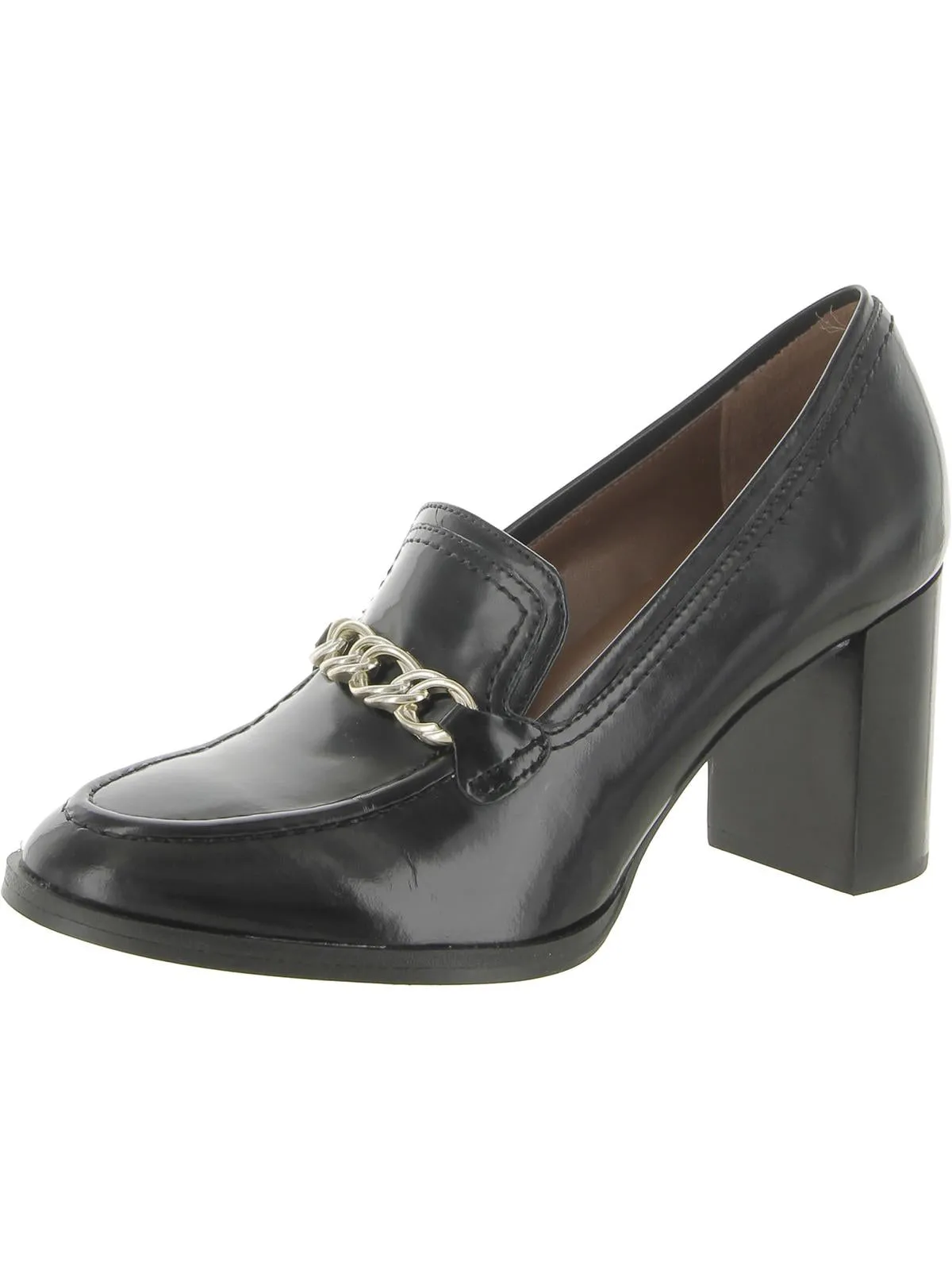 Bliss Womens Leather Slip-On Loafer Heels