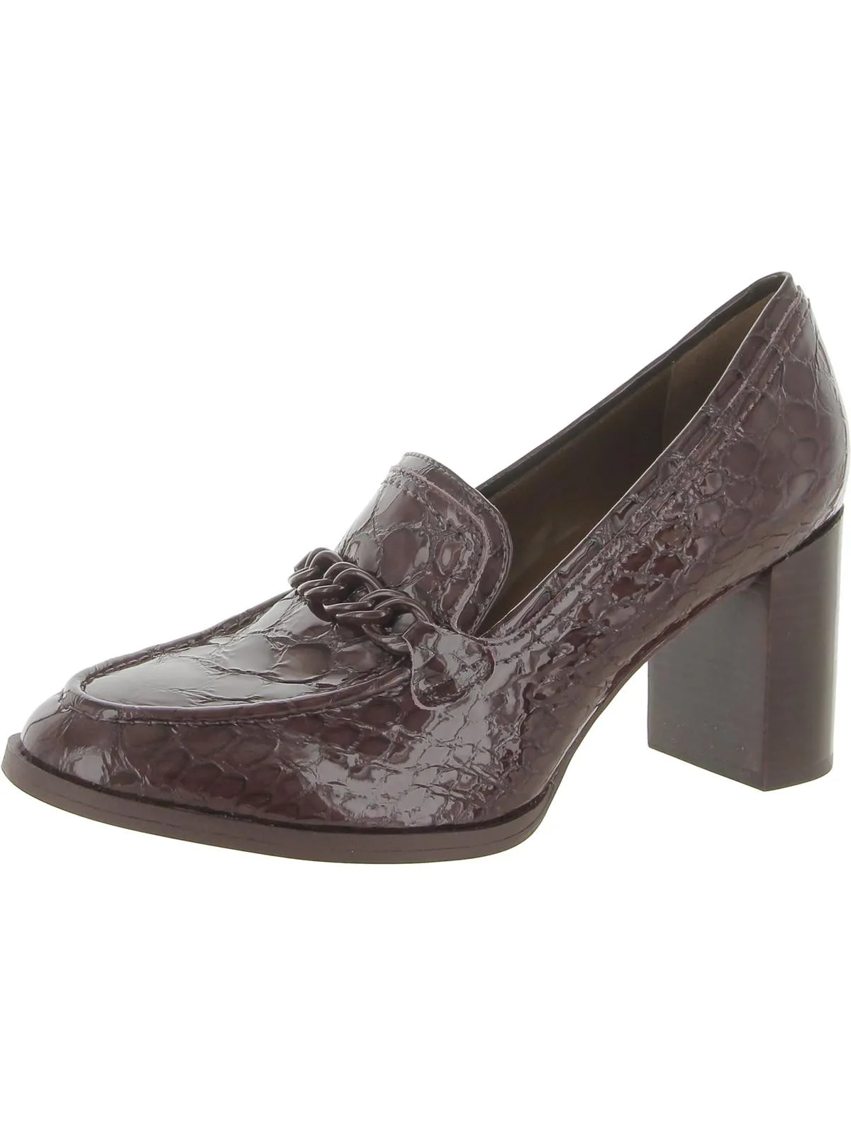 Bliss Womens Leather Slip-On Loafer Heels
