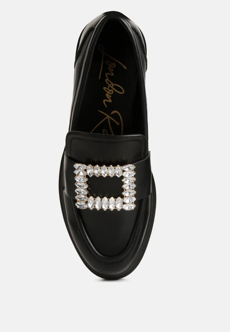 bossi faux leather loafers with buckle embellishment