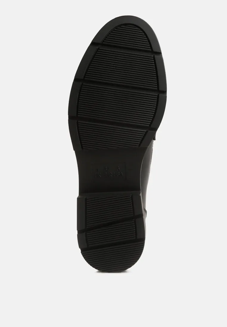 bossi faux leather loafers with buckle embellishment