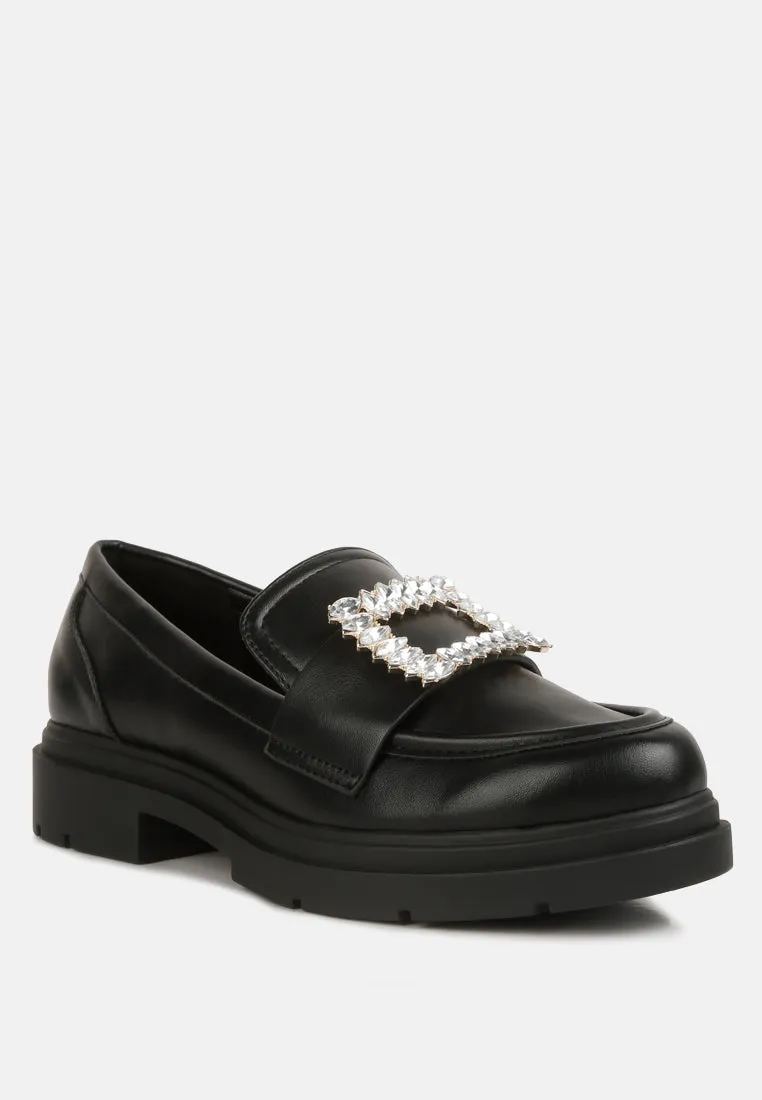 bossi faux leather loafers with buckle embellishment
