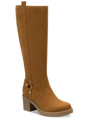 Brettaa Womens Faux Suede Round Toe Knee-High Boots