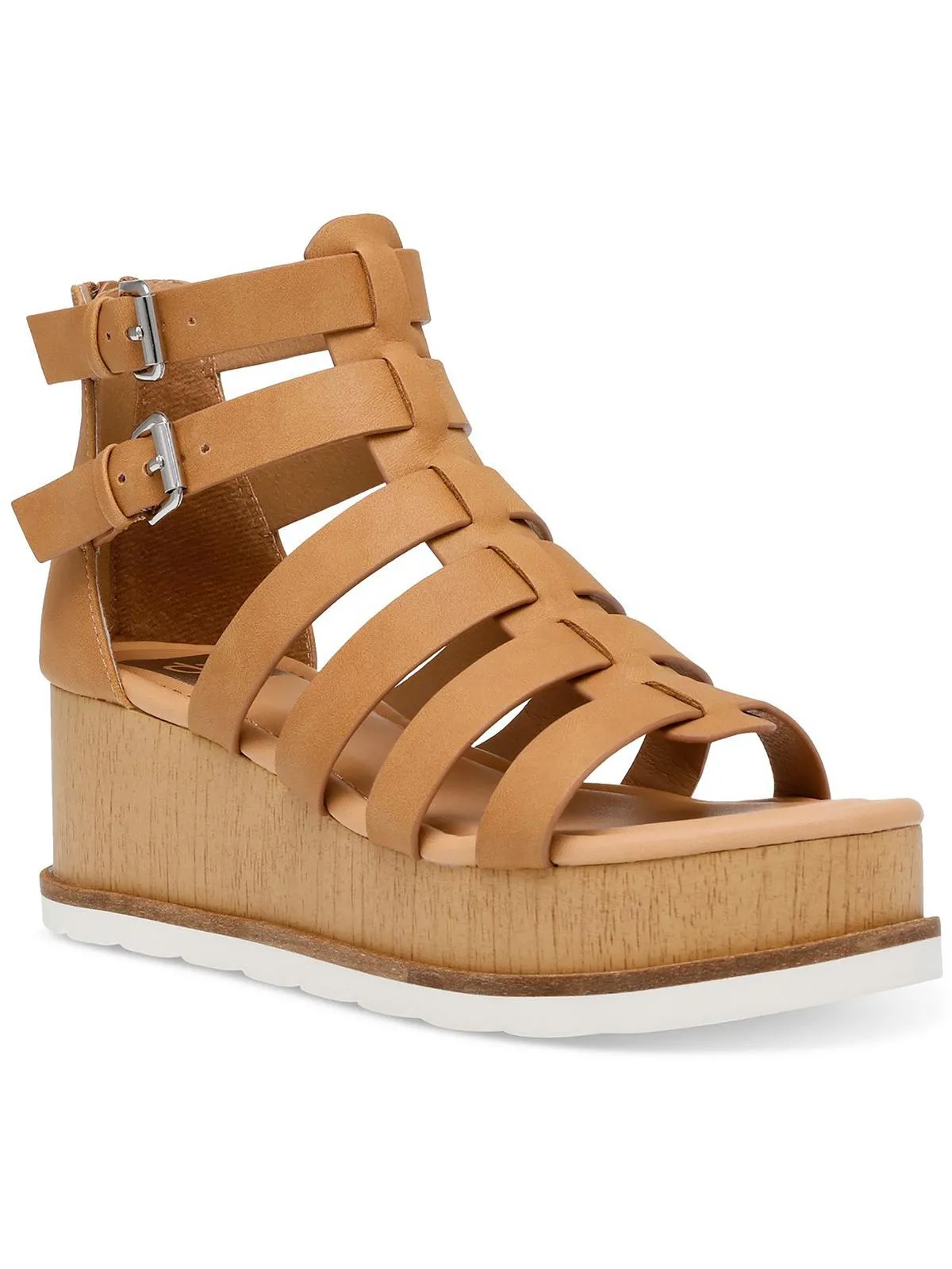 Breva Womens Strappy Buckle Wedge Heels