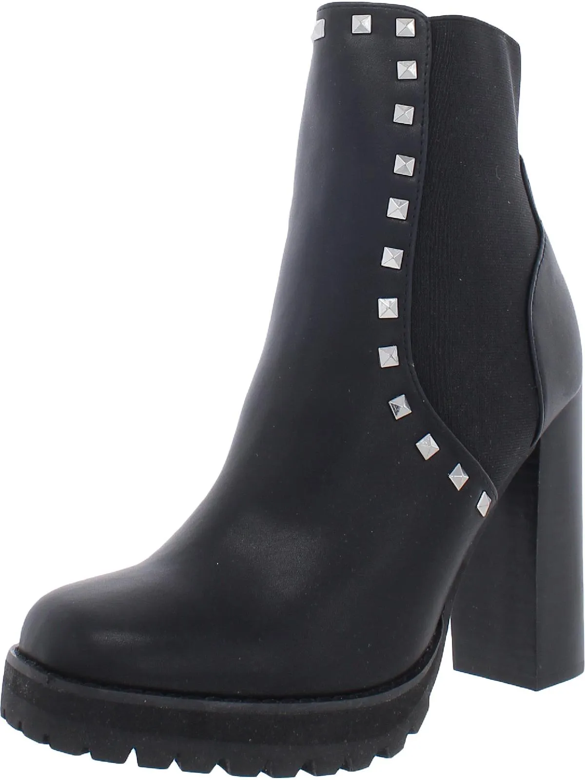 Brisa Womens Faux Leather Studded Ankle Boots
