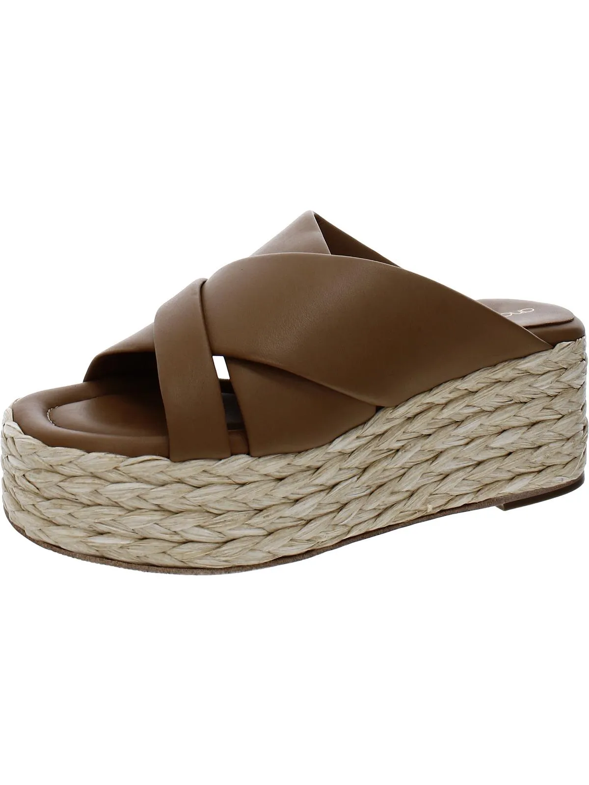 Calesa Womens Leather Slip-On Flatform Sandals