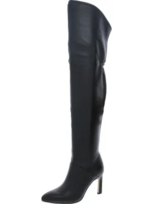 Callie Womens Leather Pull On Over-The-Knee Boots