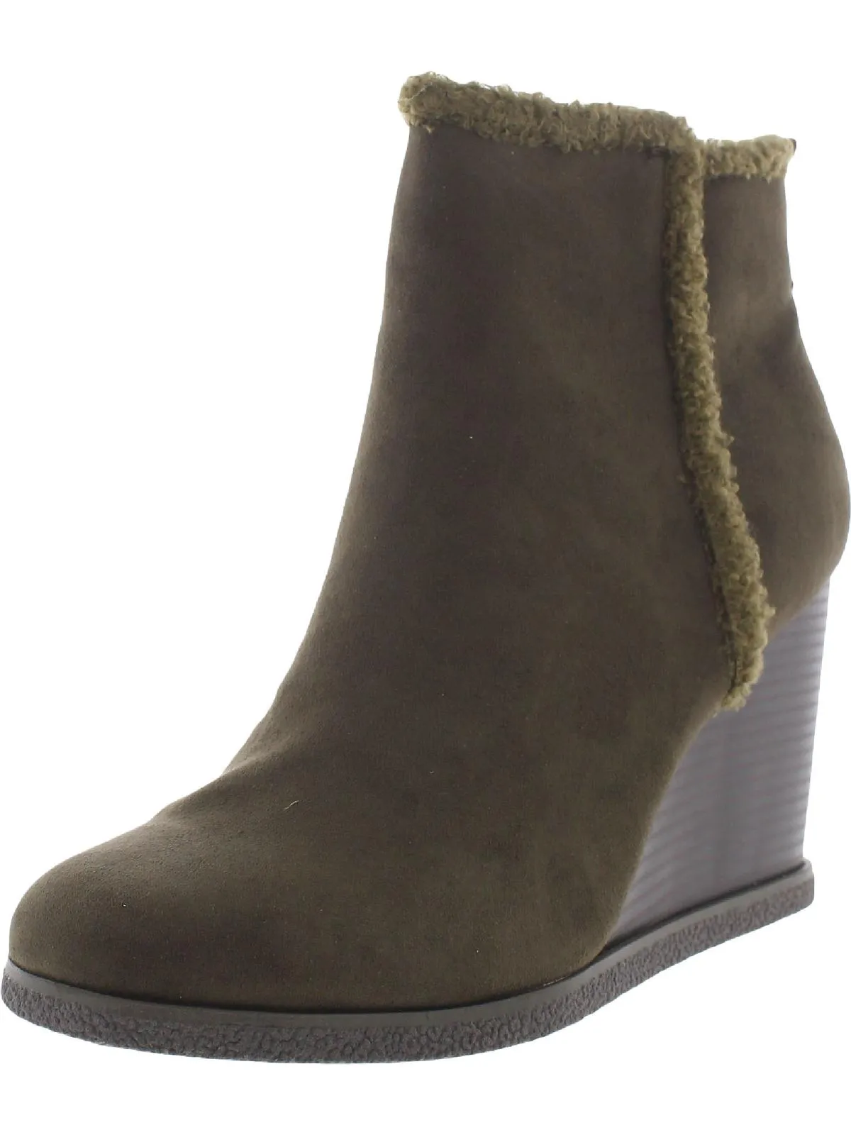 Camillia F Womens Faux Suede Ankle Wedge Boots