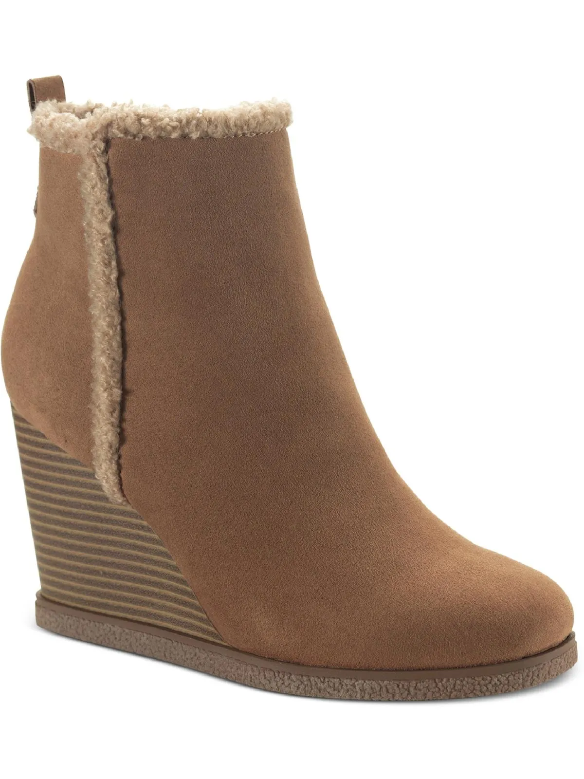 Camillia F Womens Faux Suede Ankle Wedge Boots