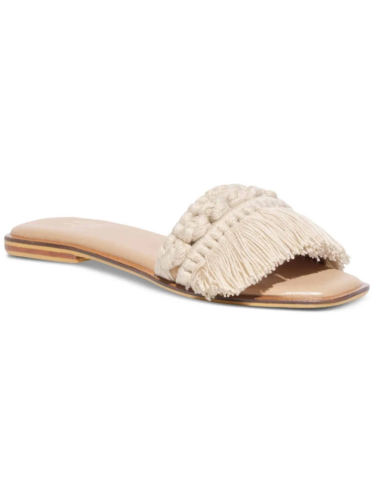 Candy Fringe Womens Flat Fringe Slide Sandals