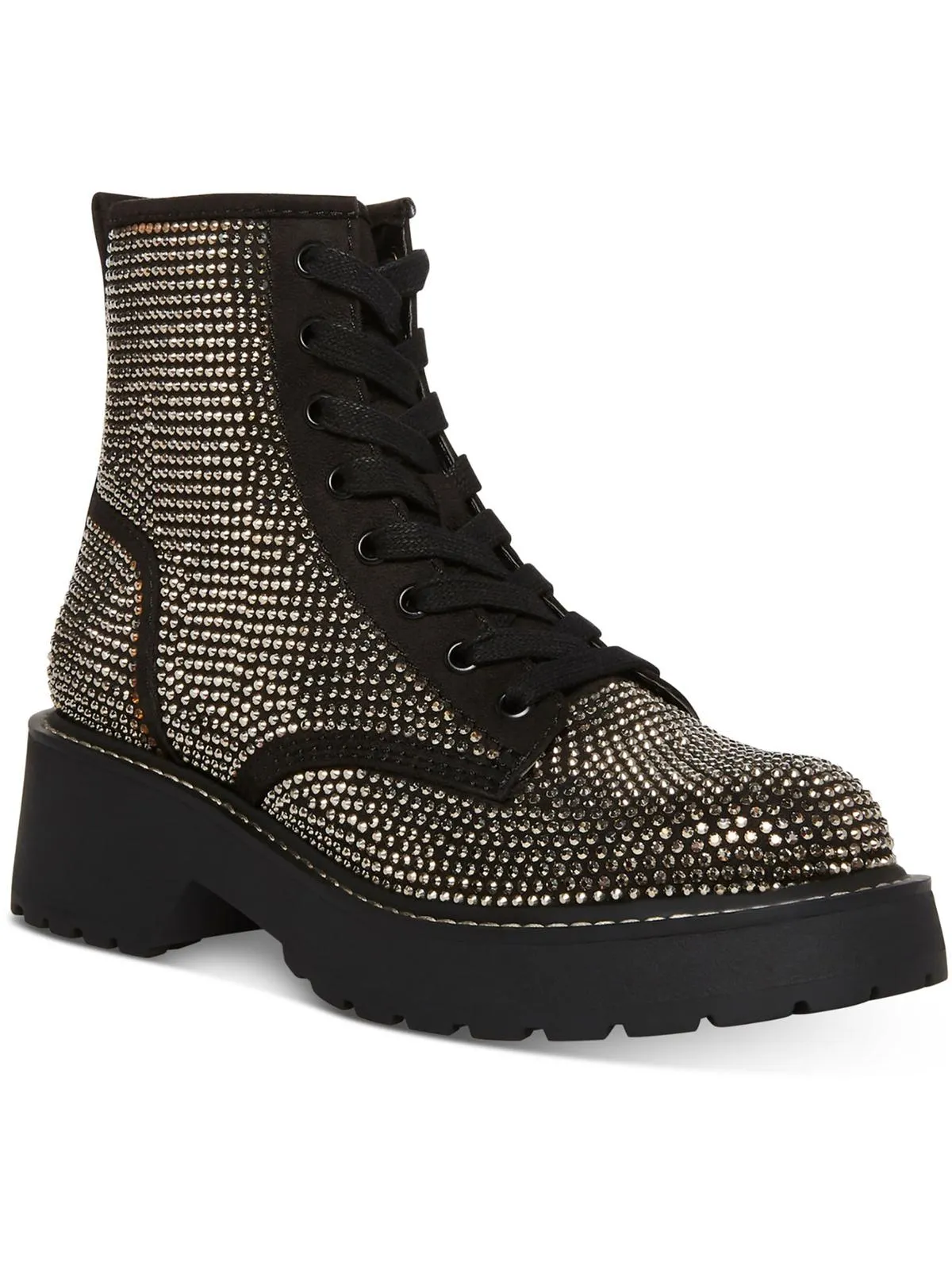 Carra Womens Rhinestone Lug Sole Ankle Boots