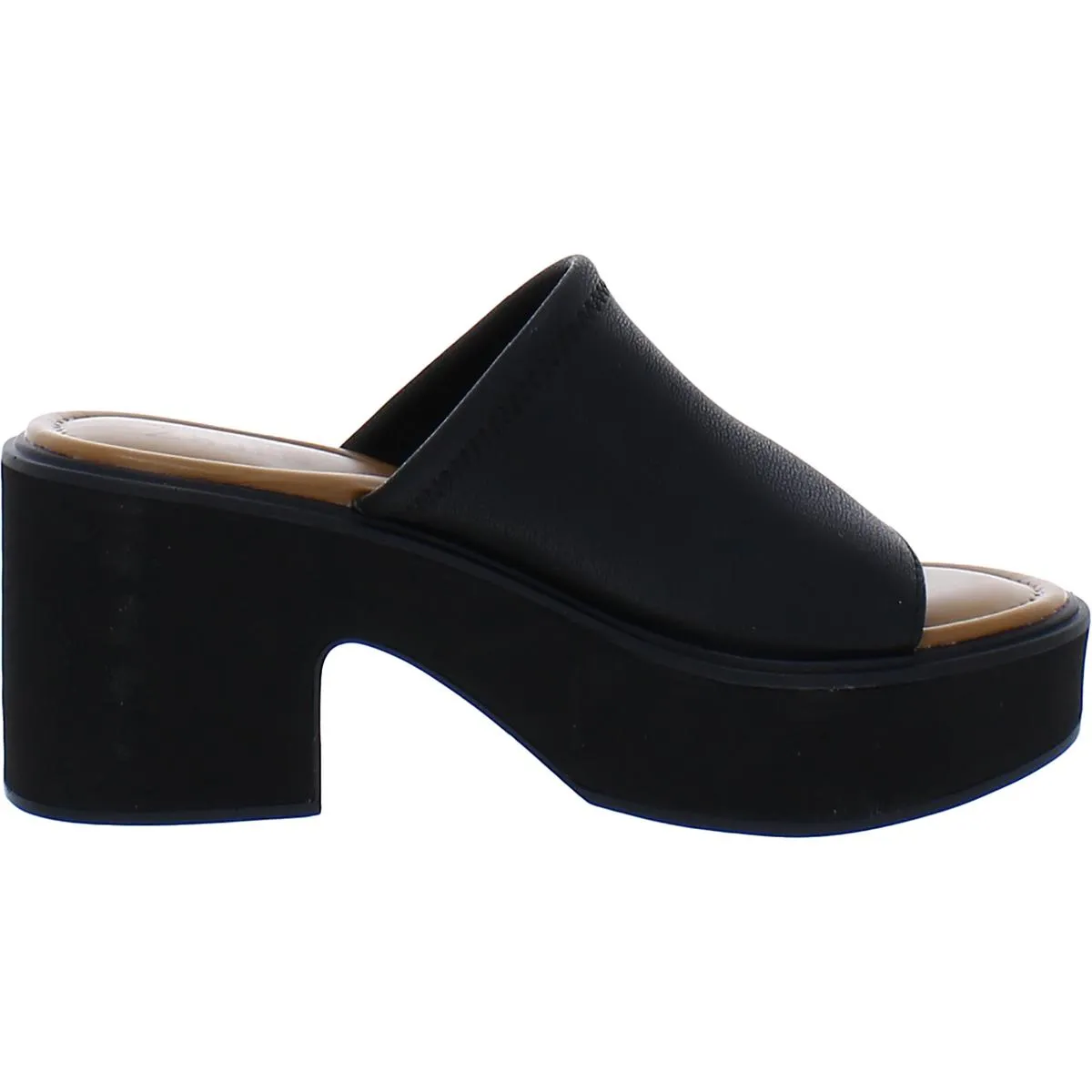 Cassie Womens Faux Leather Slip On Platform Sandals