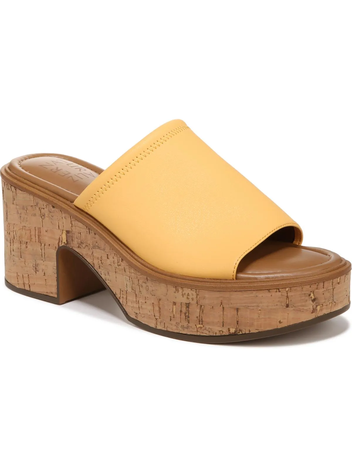 Cassie Womens Faux Leather Slip On Platform Sandals