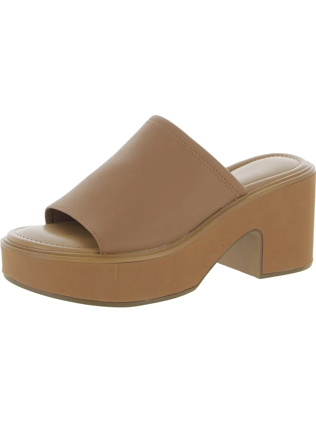 Cassie Womens Faux Leather Slip On Platform Sandals