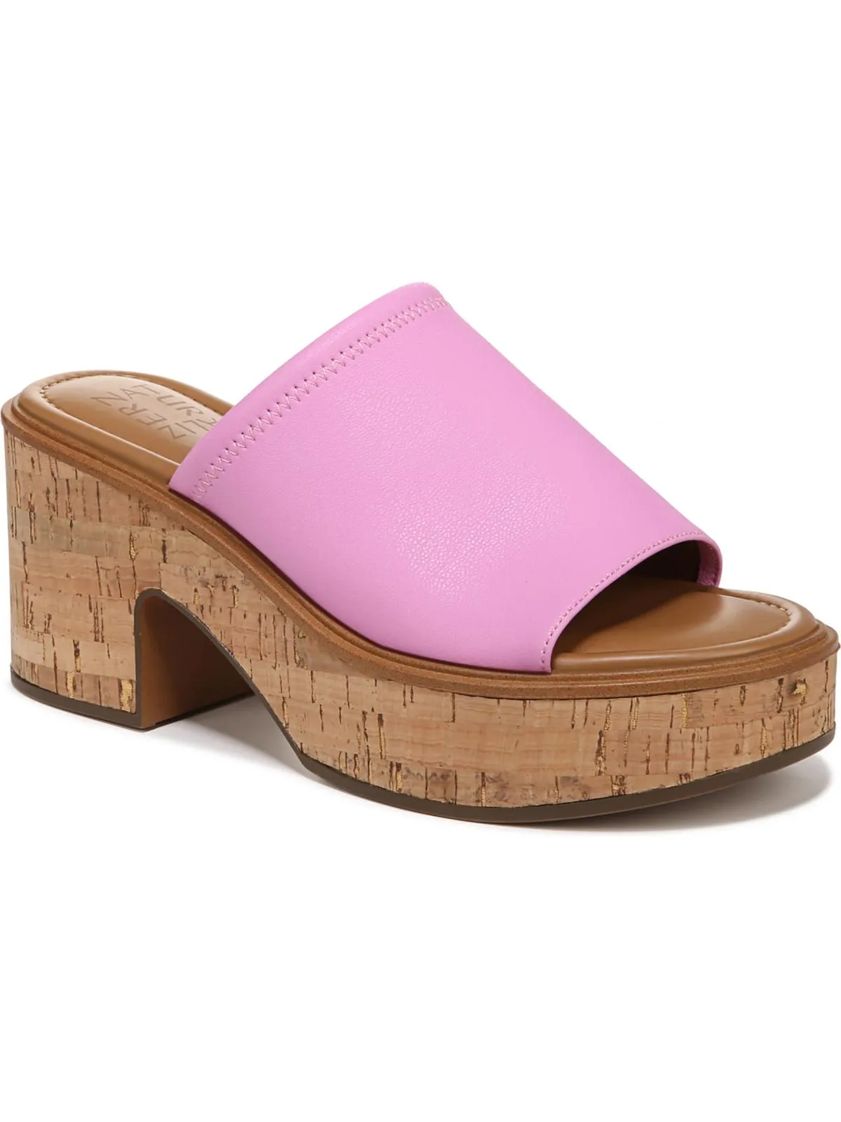 Cassie Womens Faux Leather Slip On Platform Sandals