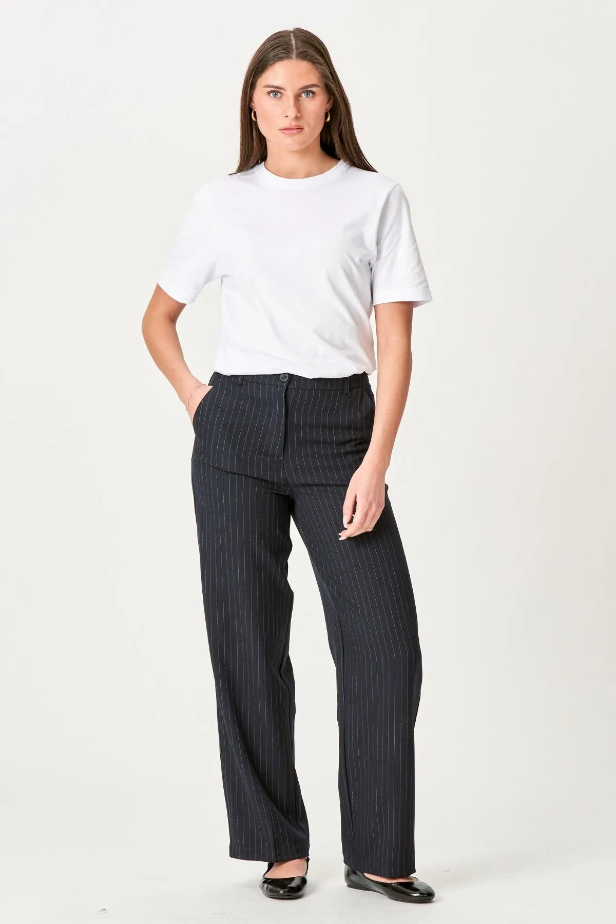 Classic Suit Trousers - Navy Pinstripe