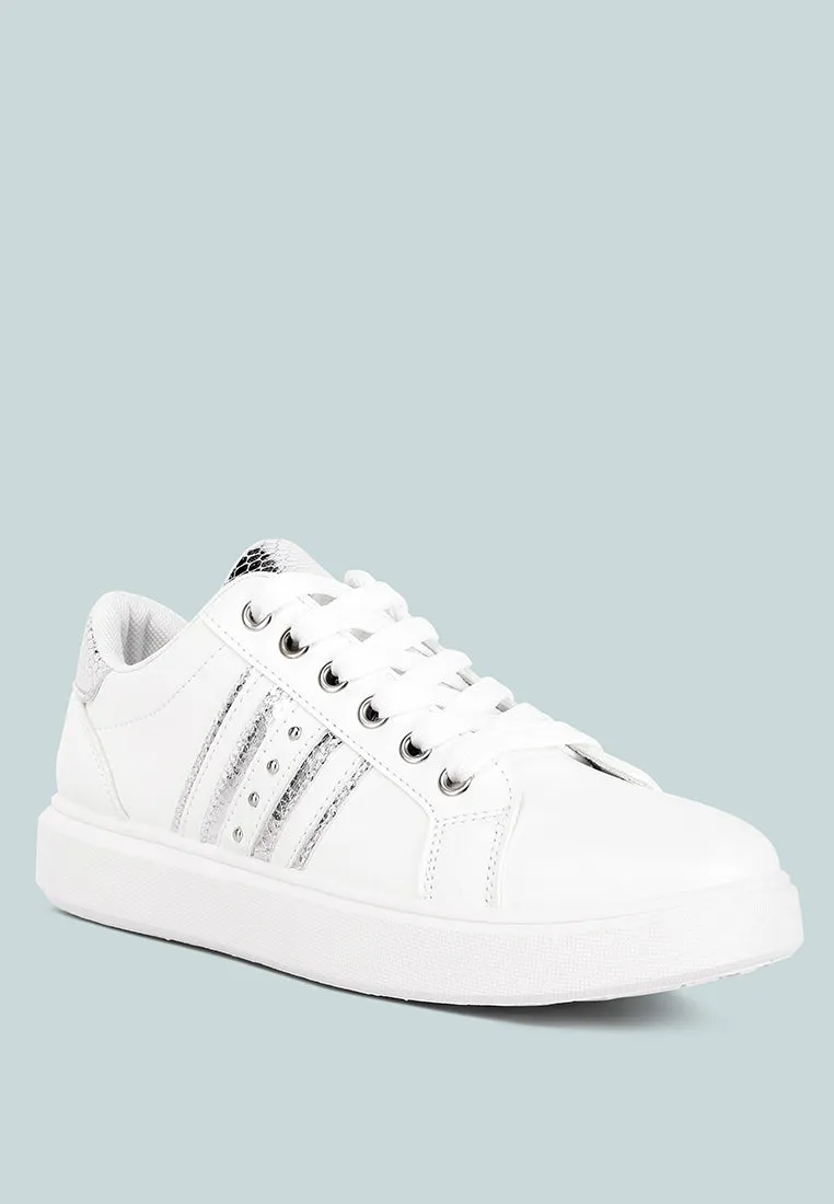 claude faux leather back panel detail sneakers