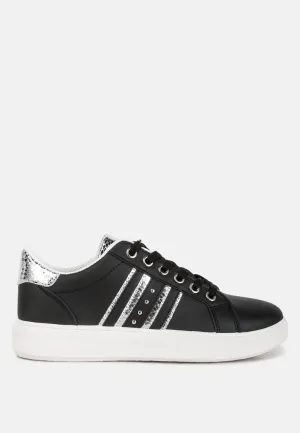 claude faux leather back panel detail sneakers